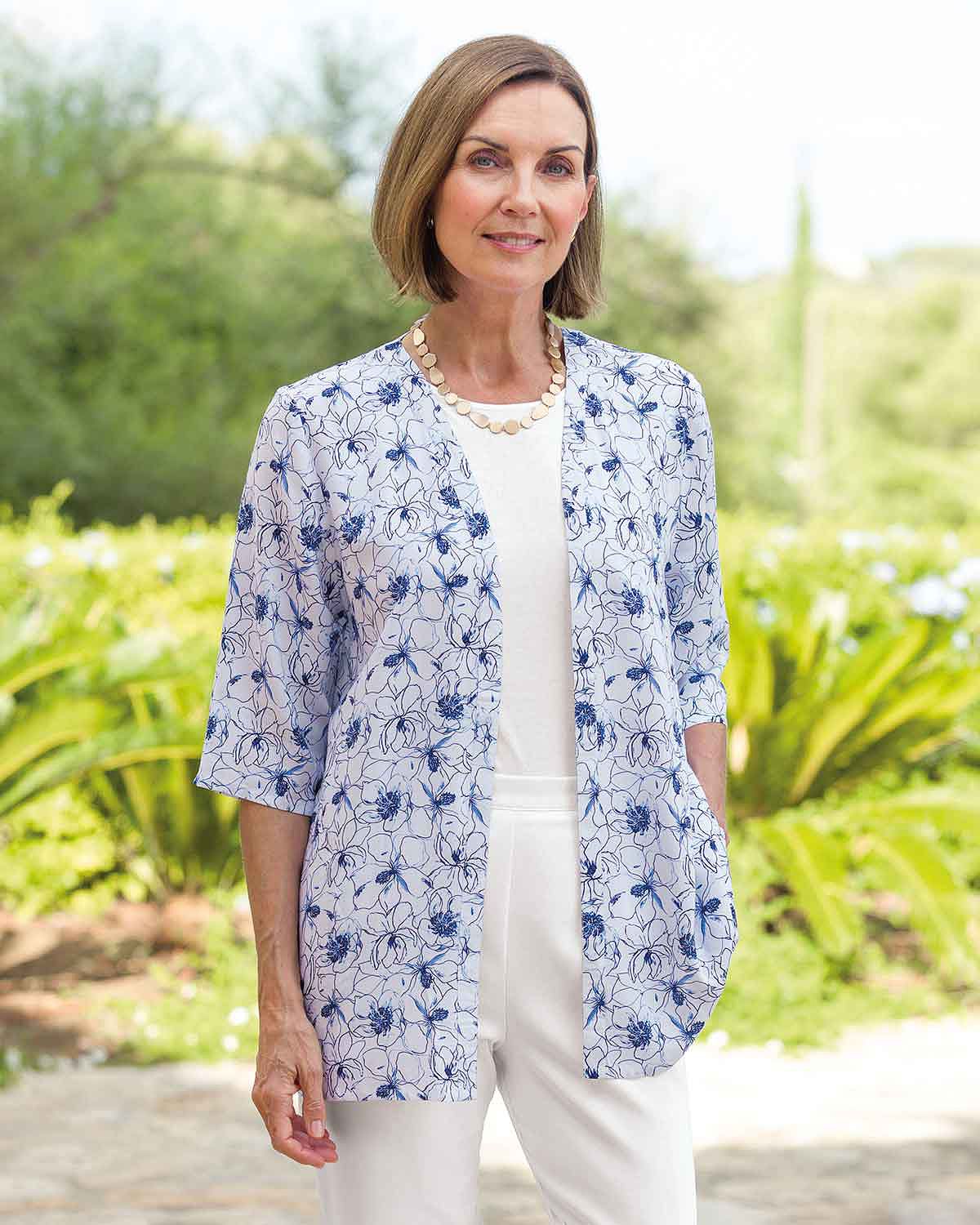 Karen Floral Viscose 3/4 Sleeved Kimono Style Top - Country Collection