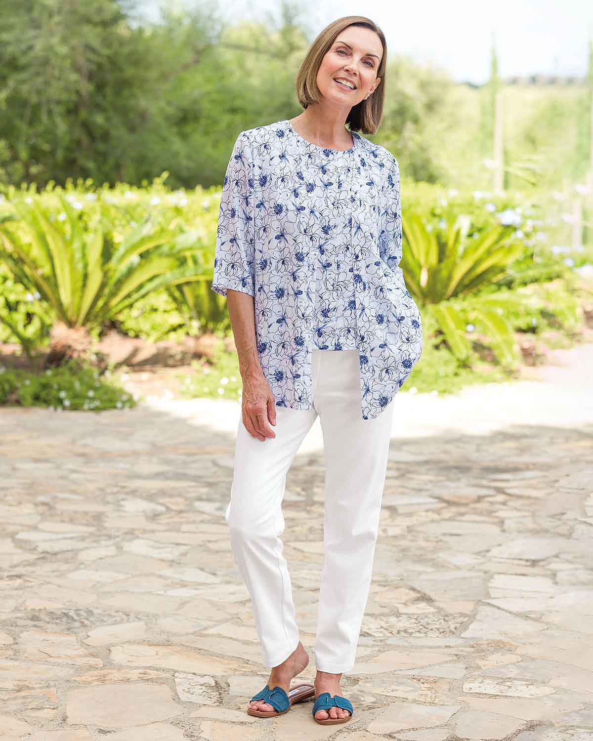 Karen Floral Viscose 3/4 Sleeved Kimono Style Top - Image 2 - Country Collection