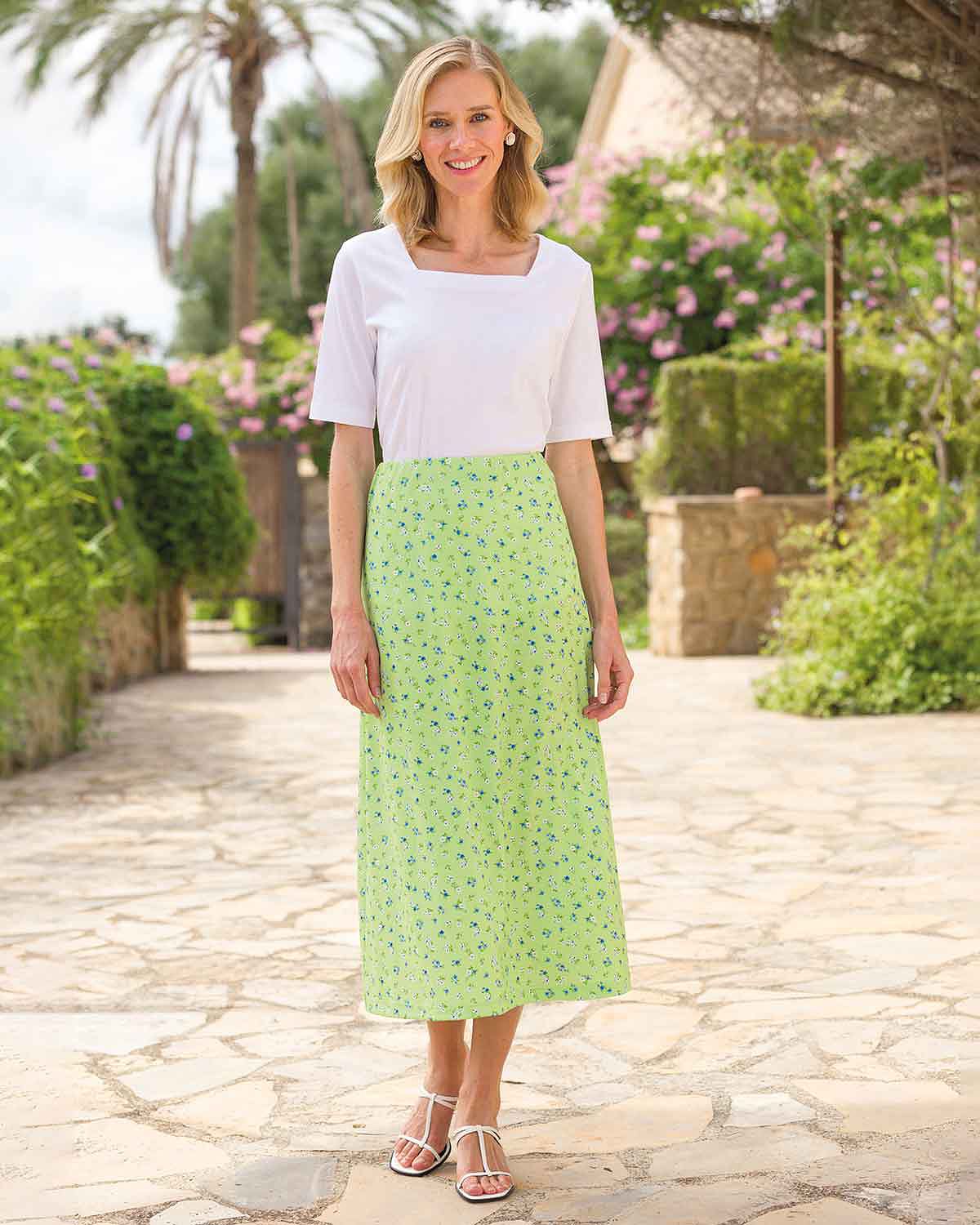 Lily Floral A Line Pull On Skirt - Image 3 - Country Collection
