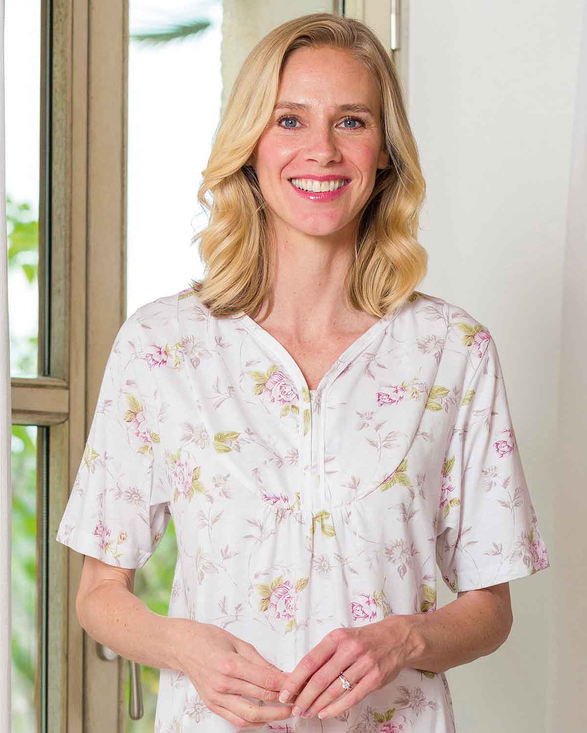 Angelina Short Sleeve Cotton Nightdress - Image 2 - Country Collection