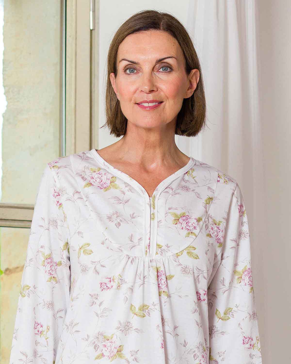 Angelina Long Sleeve Cotton Nightdress - Image 2 - Country Collection