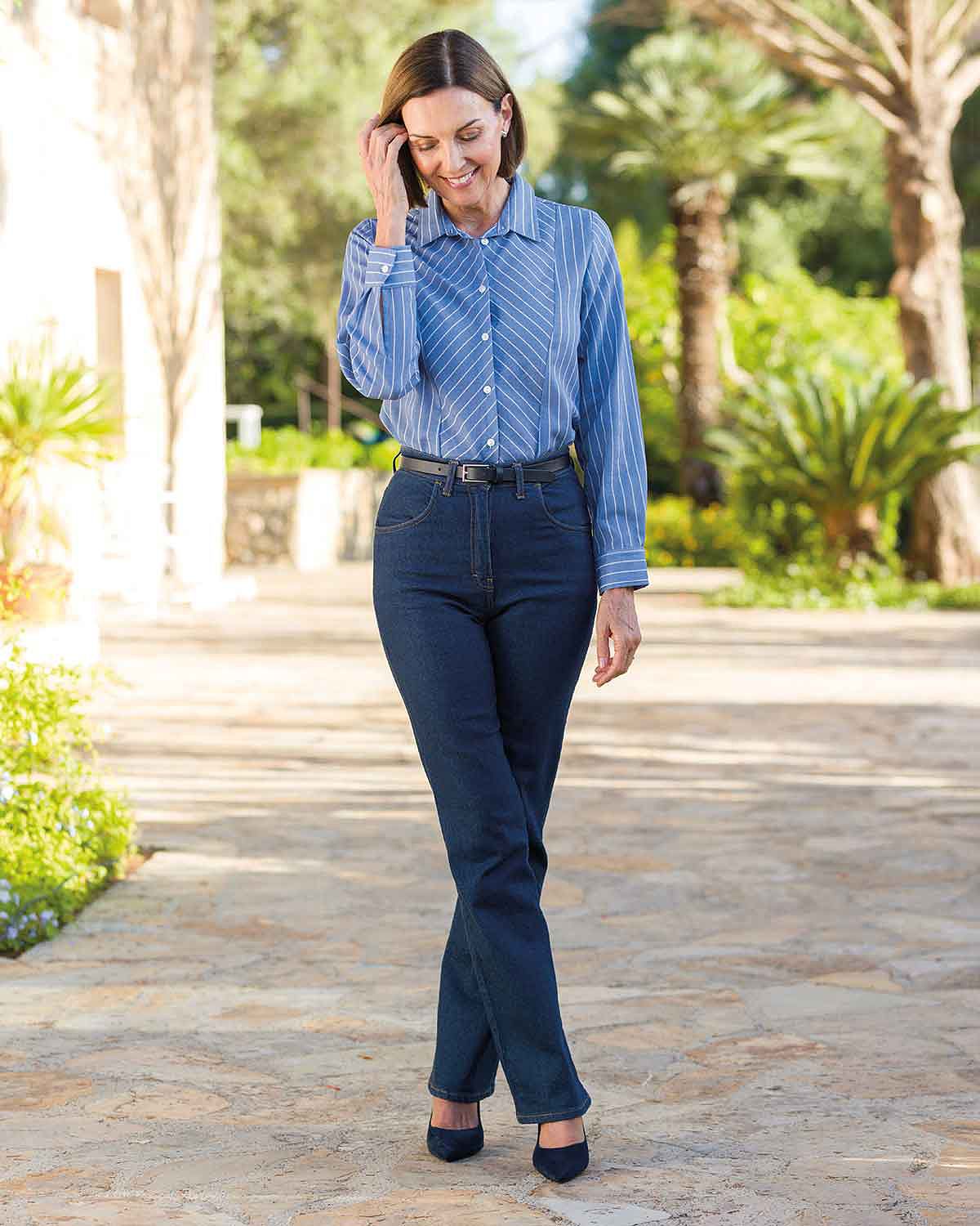 Robyn Striped Linen Mix Long Sleeve Blouse - Image 2 - Country Collection