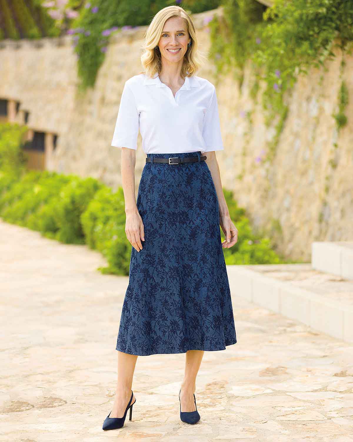 Joy Floral Denim Panelled A Line Skirt - Image 3 - Country Collection