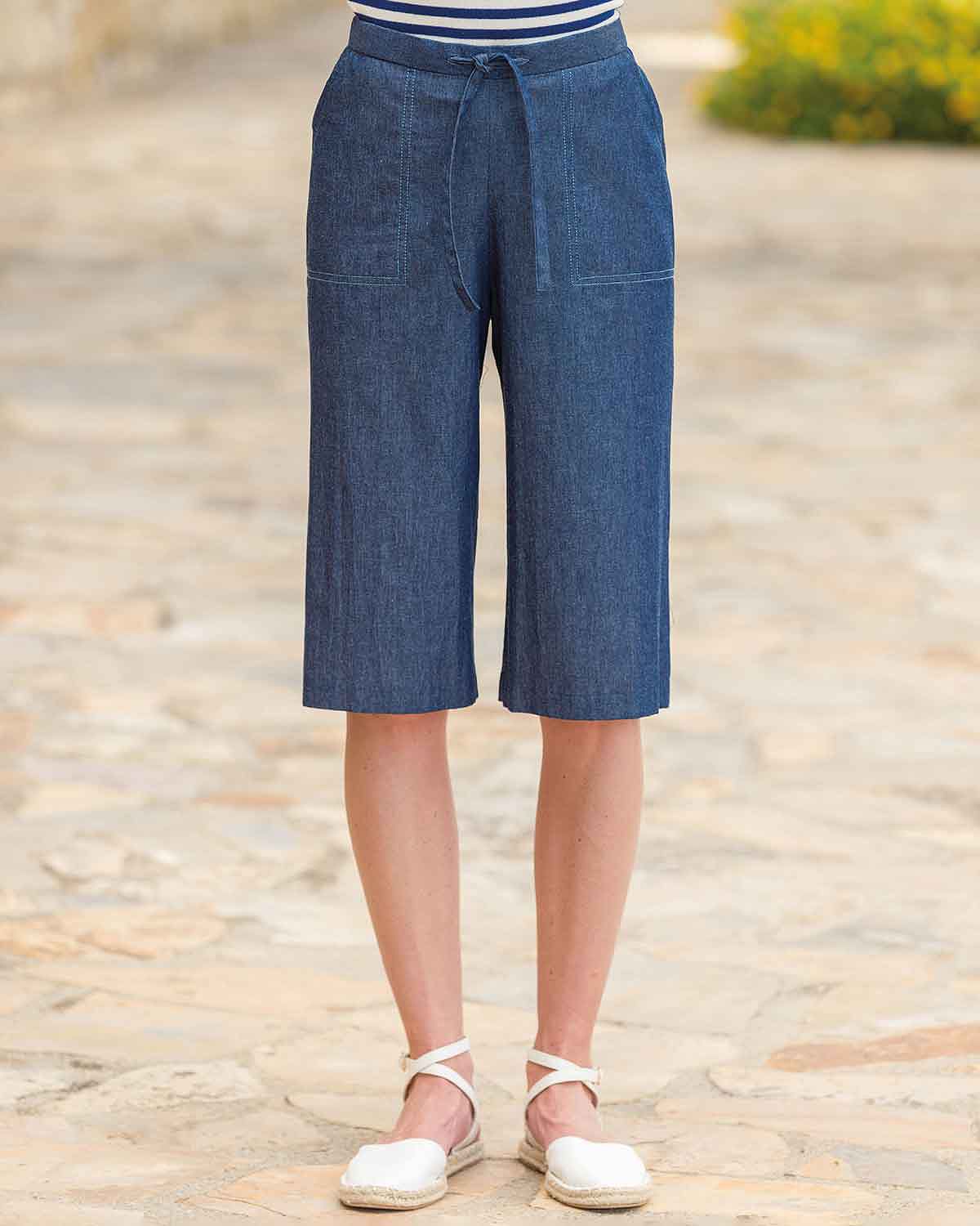 Tamara Navy Pure Cotton Pull On Shorts - Country Collection