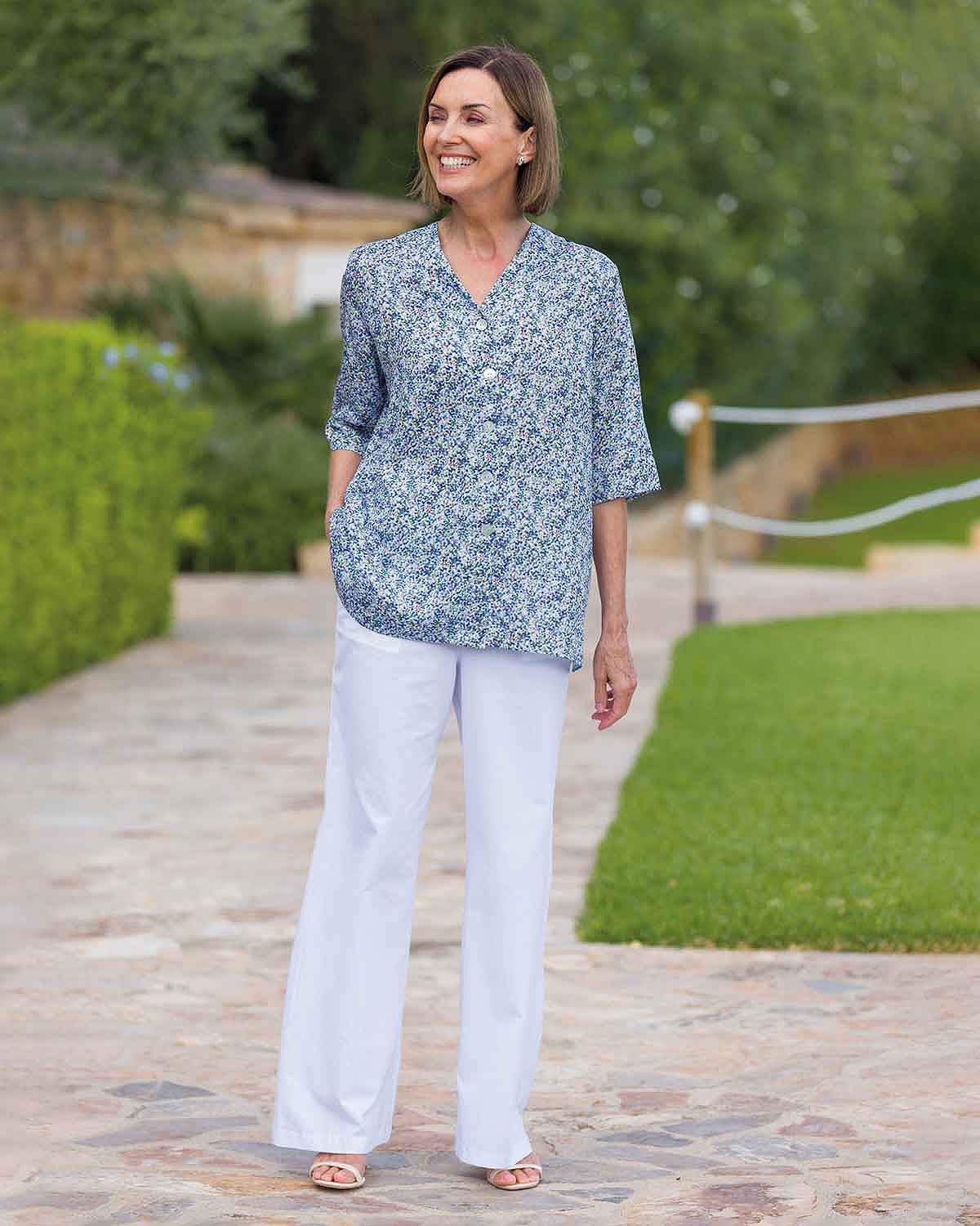 Gwyneth Patterned Pure Tencel® 3/4 Sleeve Blouse - Image 2 - Country Collection