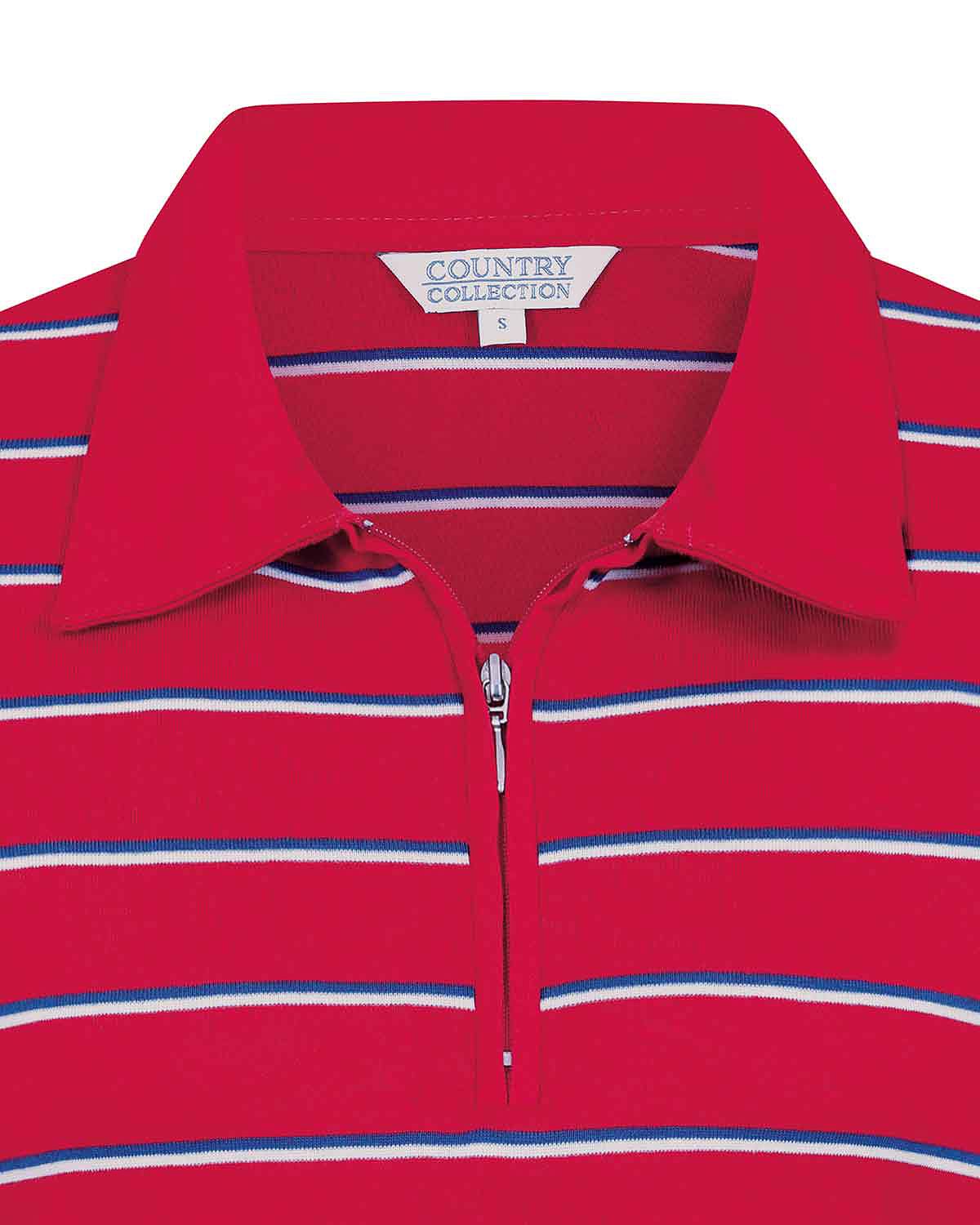 Kendall Striped Long Sleeved Cotton Zip Neck Polo Top - Image 5 - Country Collection