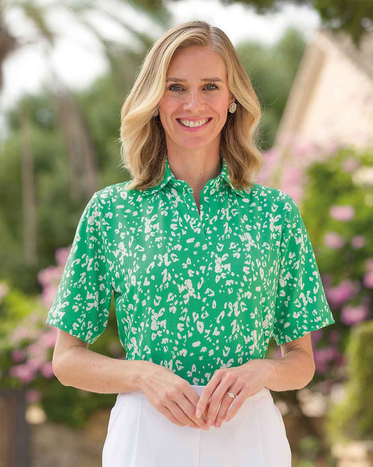 Delilah Floral Short Sleeved Polo Top - Country Collection