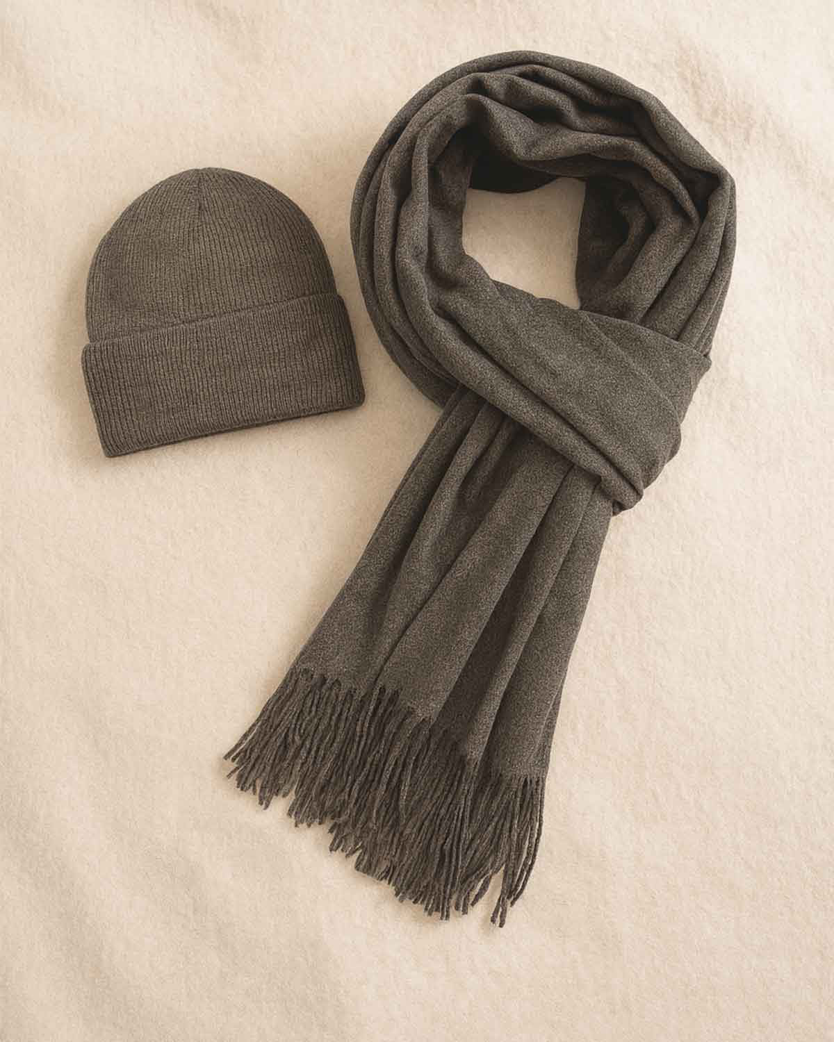 Hat & Oversized Scarf Set - Grey