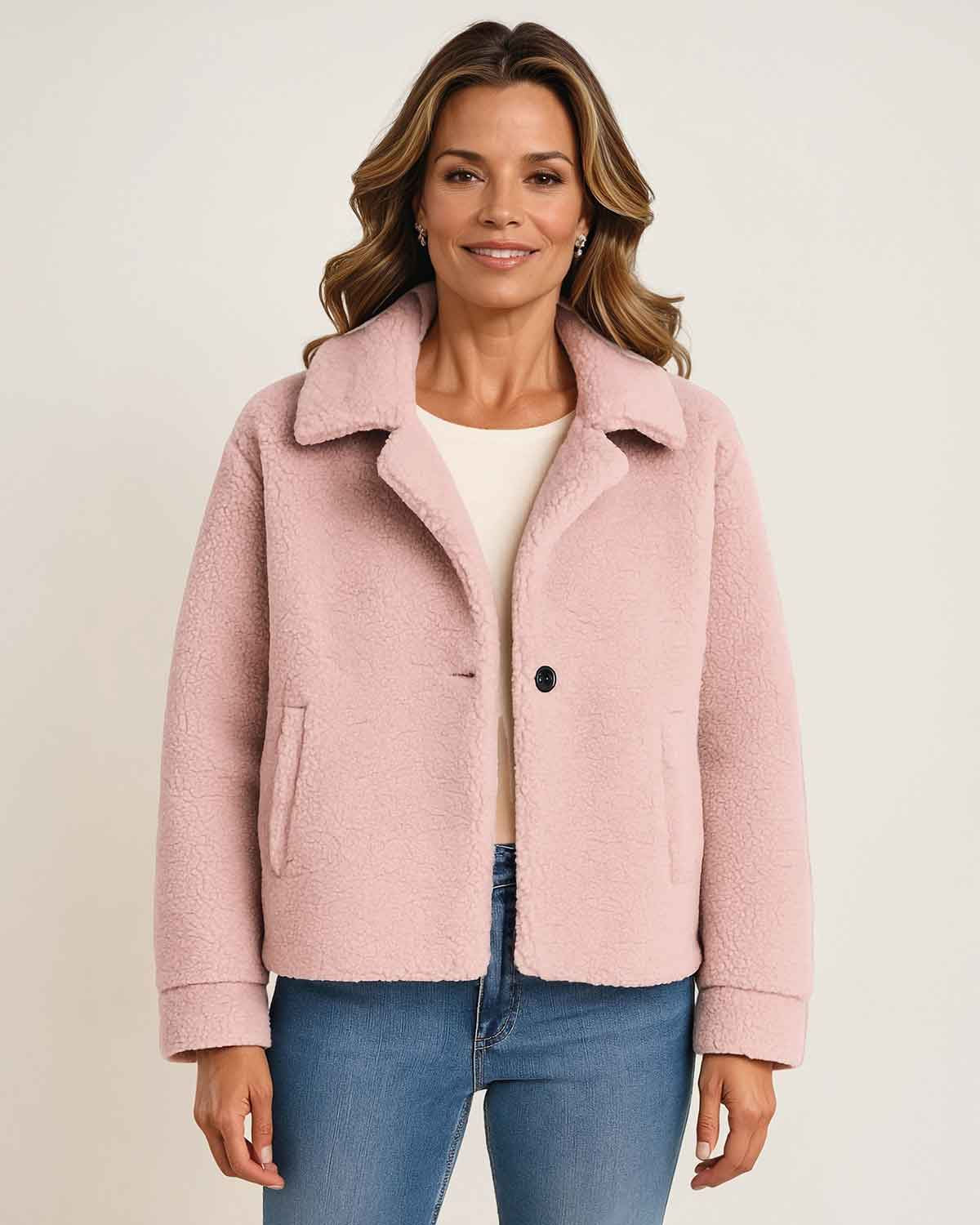 Ladies Fully Lined Fleece Jacket - Pink - Country Collection