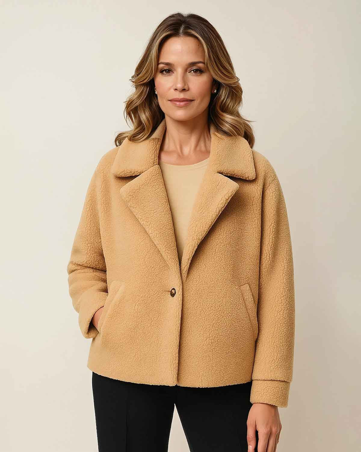 Ladies Fully Lined Fleece Jacket - Stone - Country Collection