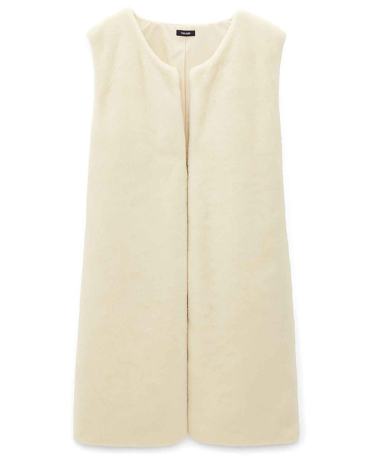 Ladies Fully Lined Cream Faux Fur Gilet - Image 2 - Country Collection