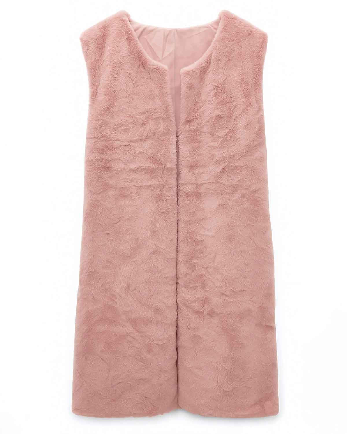 Ladies Fully Lined Pink Faux Fur Gilet - Image 2 - Country Collection