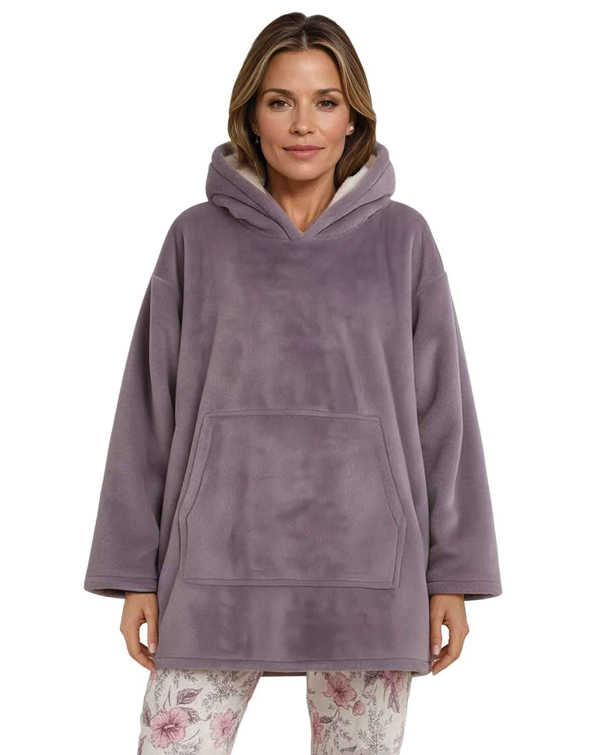 Ladies Lilac Fleece Pullover Style Blanket Hoodie - Country Collection