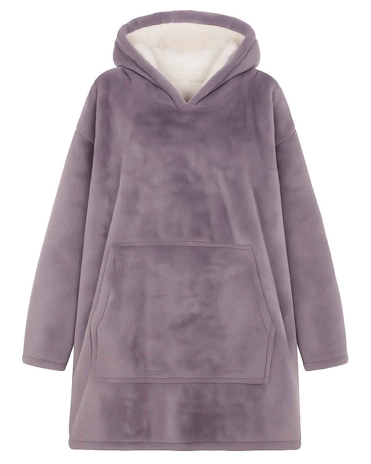 Ladies Lilac Fleece Pullover Style Blanket Hoodie - Image 2 - Country Collection