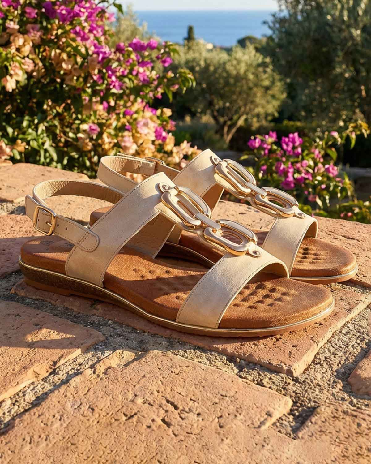 Lunar Darcy Gold Detail Sandal - Beige - Country Collection