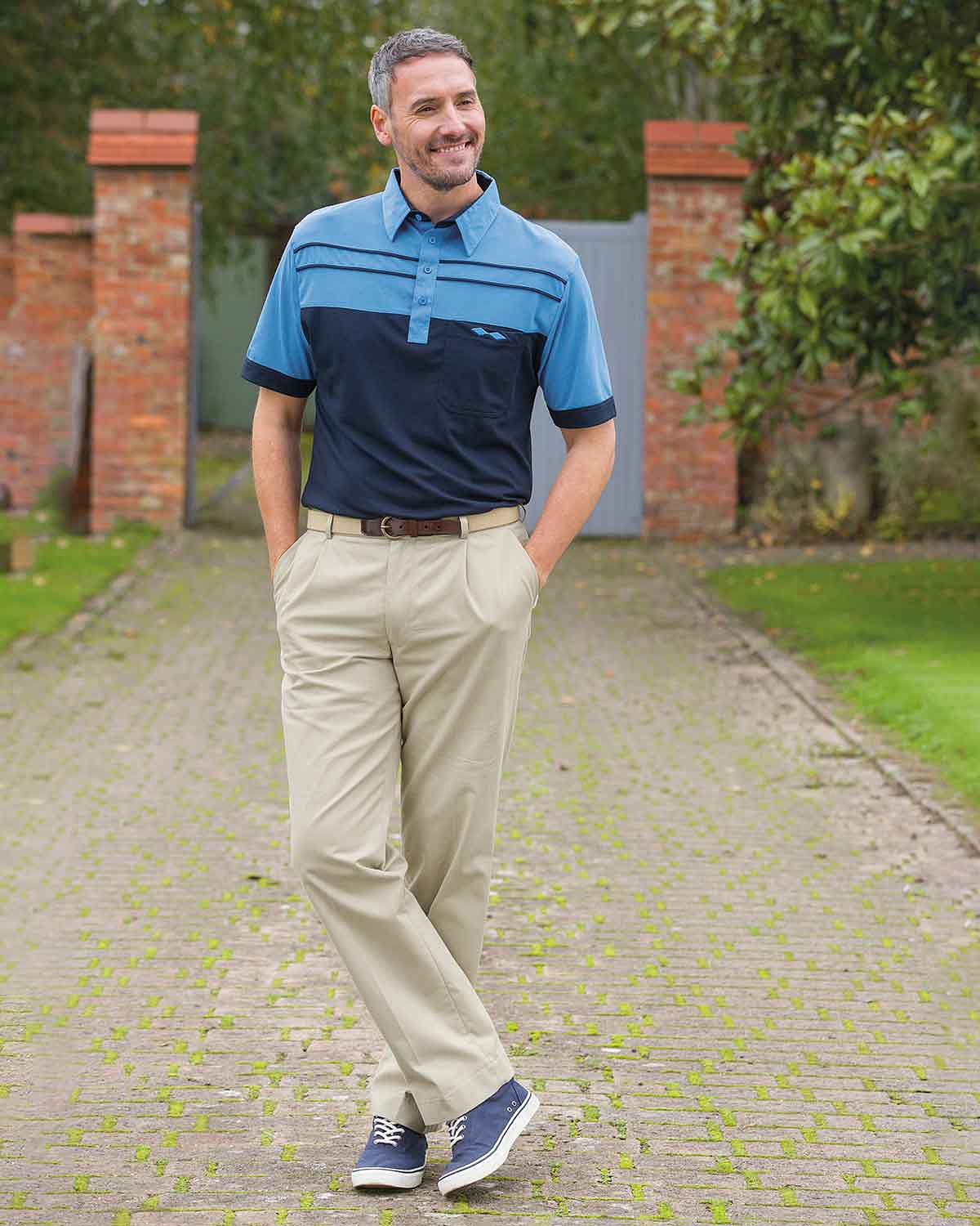 Dunley Navy And Blue Striped Short Sleeve Polo Top - Image 2 - Country Collection