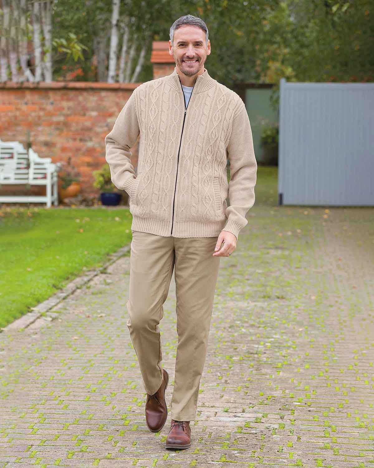 Hawley Cable Knit Fleece Lined Cardigan - Image 2 - Country Collection