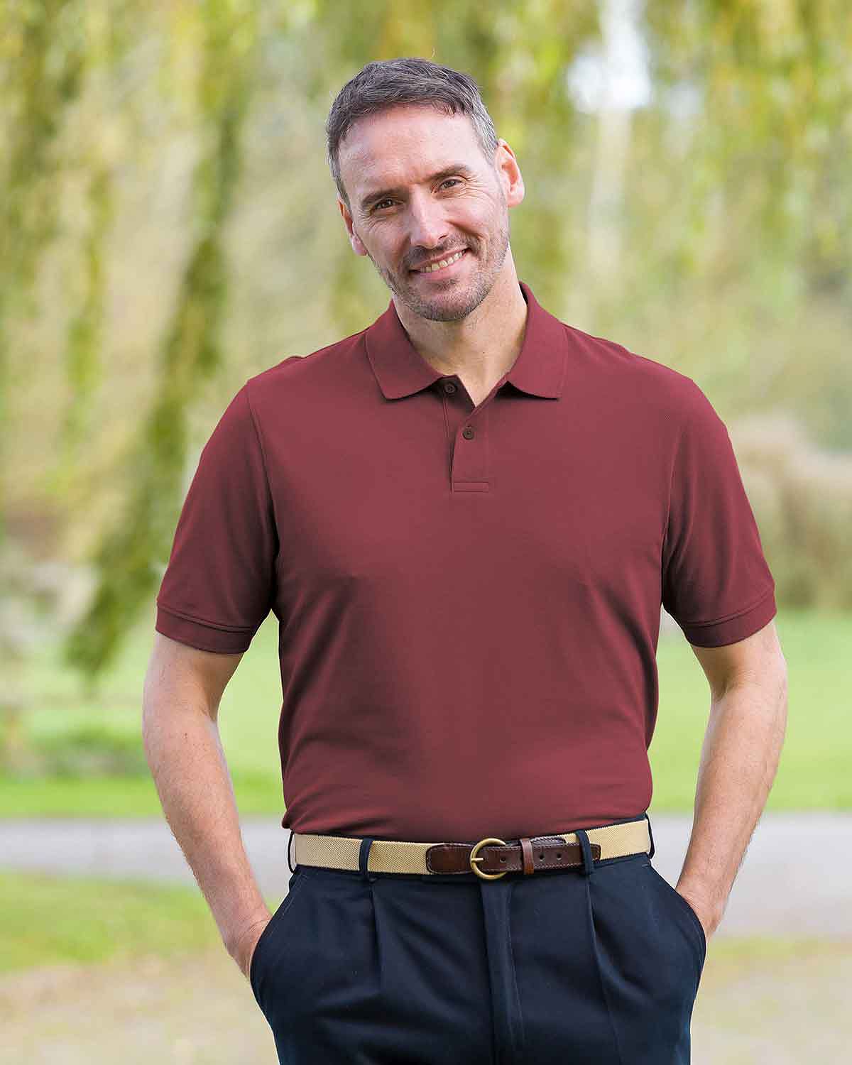Pure Cotton Claret Short Sleeved Polo Top - Country Collection