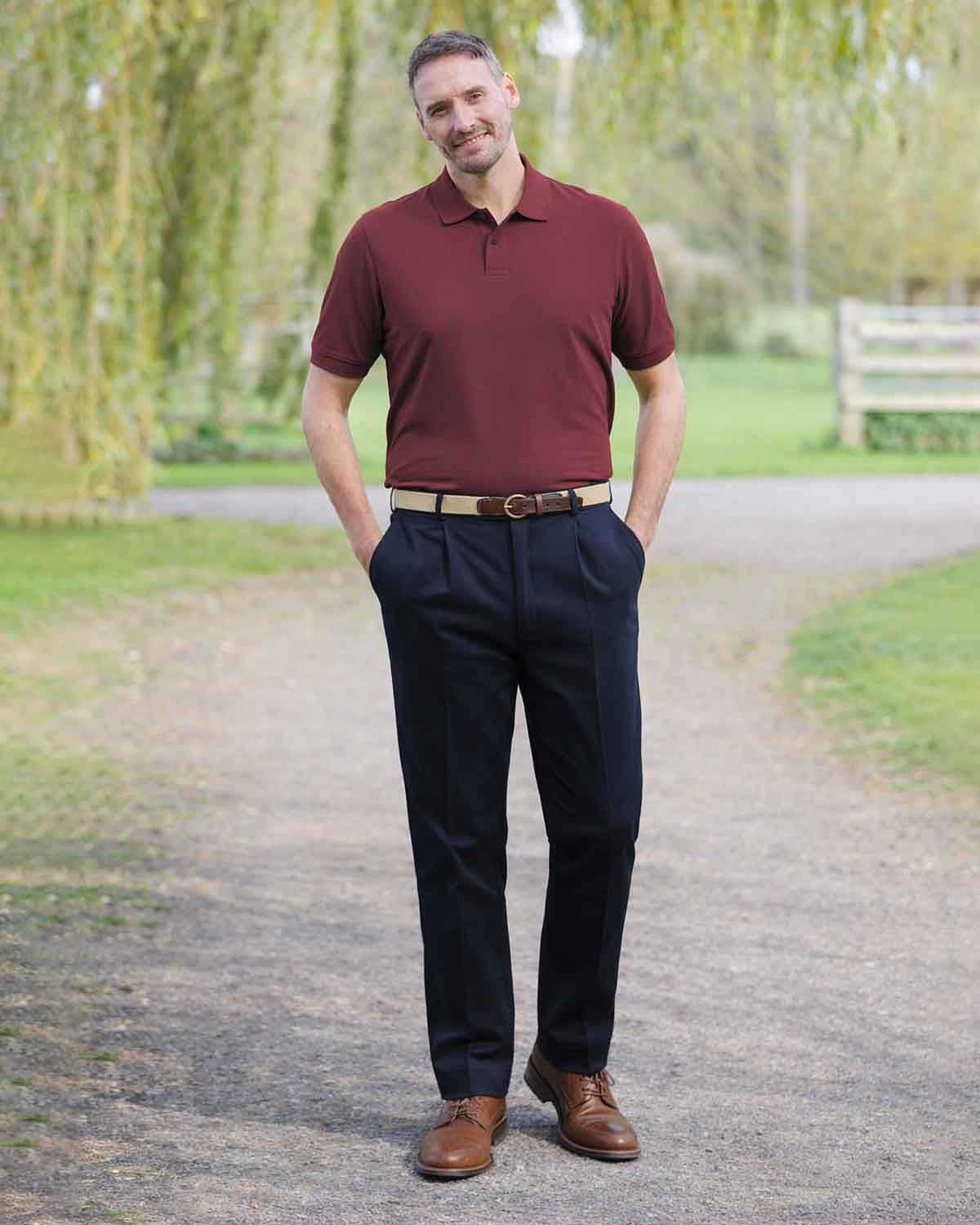 Pure Cotton Claret Short Sleeved Polo Top - Image 2 - Country Collection