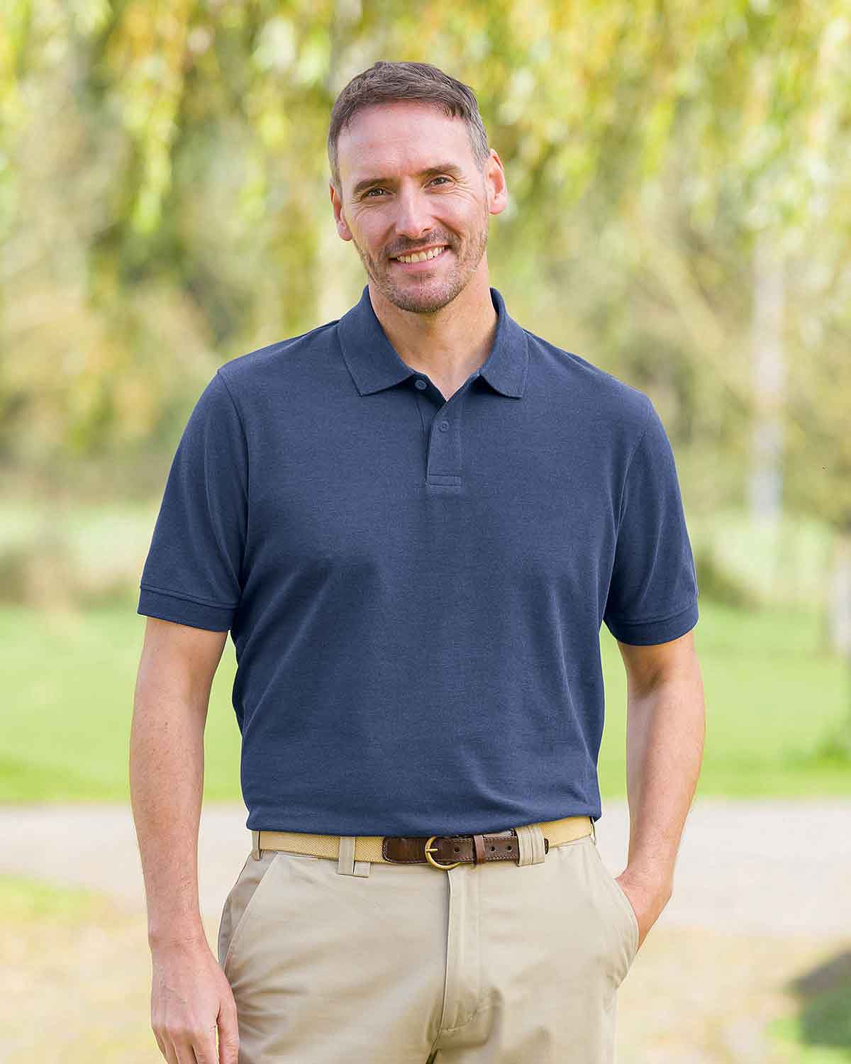 Pure Cotton Indigo Blue Short Sleeved Polo Top - Country Collection