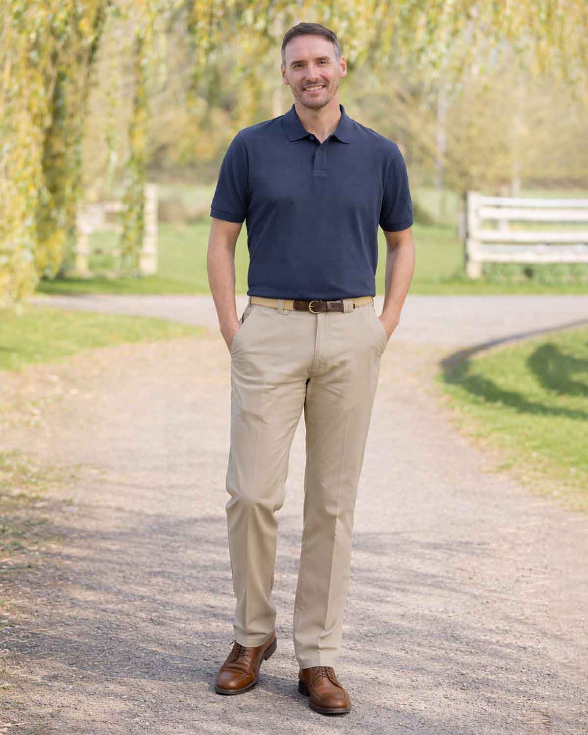 Pure Cotton Indigo Blue Short Sleeved Polo Top - Image 2 - Country Collection