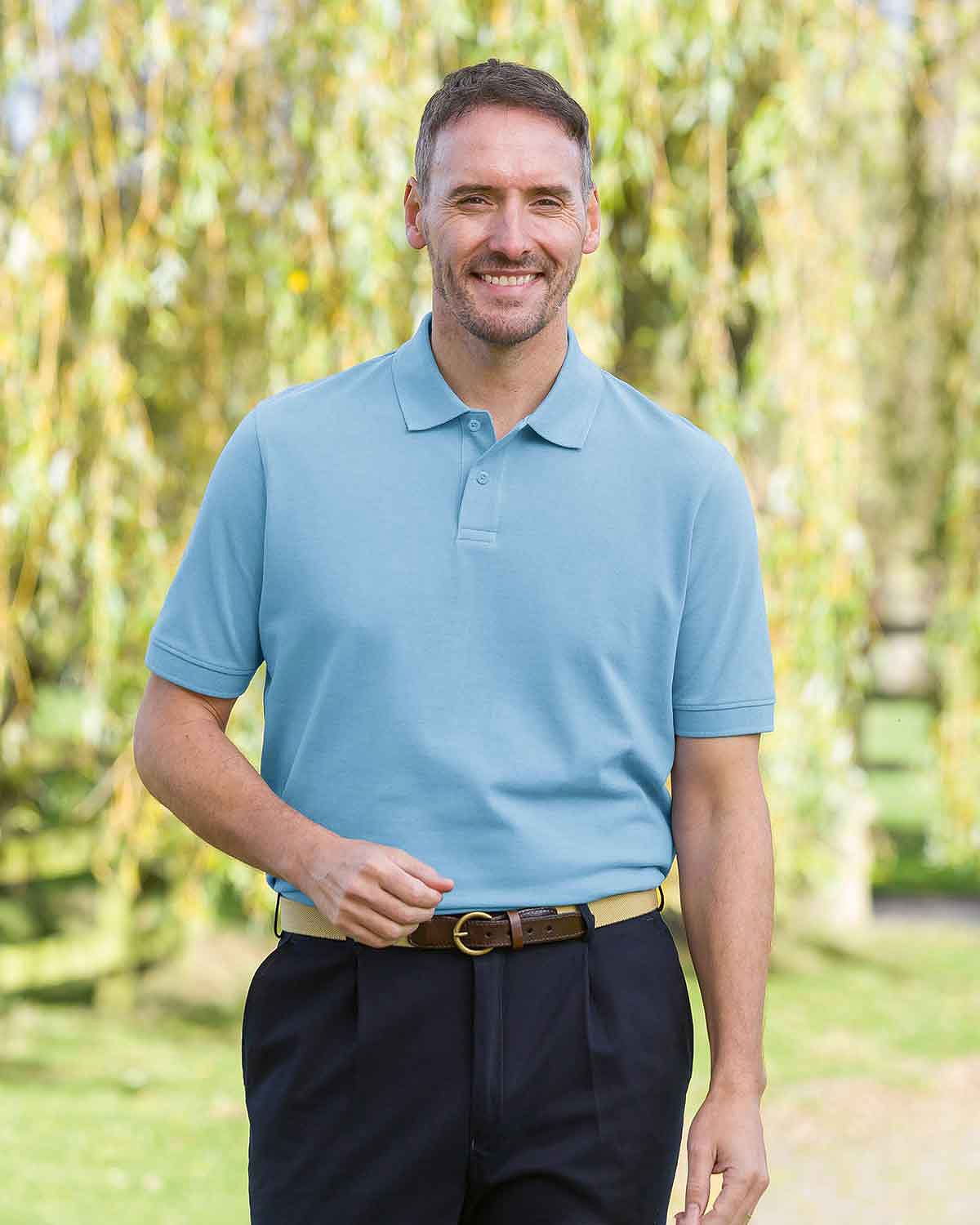 Pure Cotton Light Blue Short Sleeved Polo Top - Country Collection
