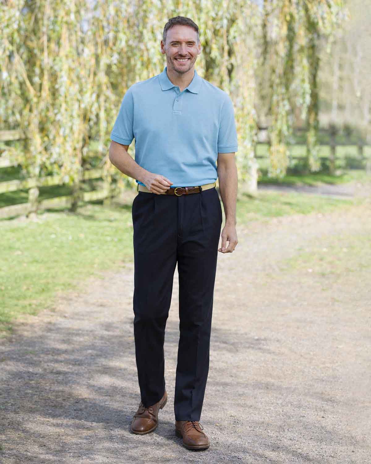 Pure Cotton Light Blue Short Sleeved Polo Top - Image 2 - Country Collection