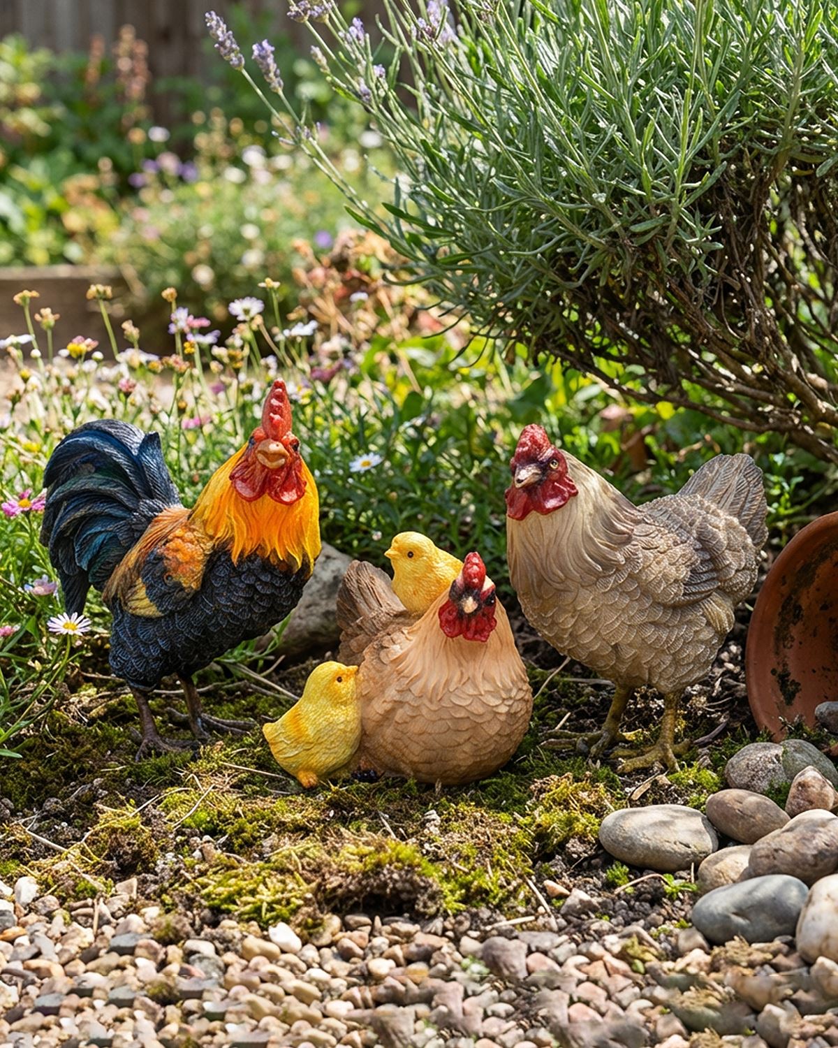 Set of 3 Chicken Family Ornaments - Country Collection