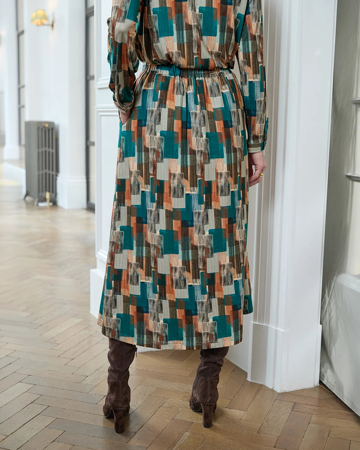 Winona Lined Patterned Viscose Mix A Line Skirt
