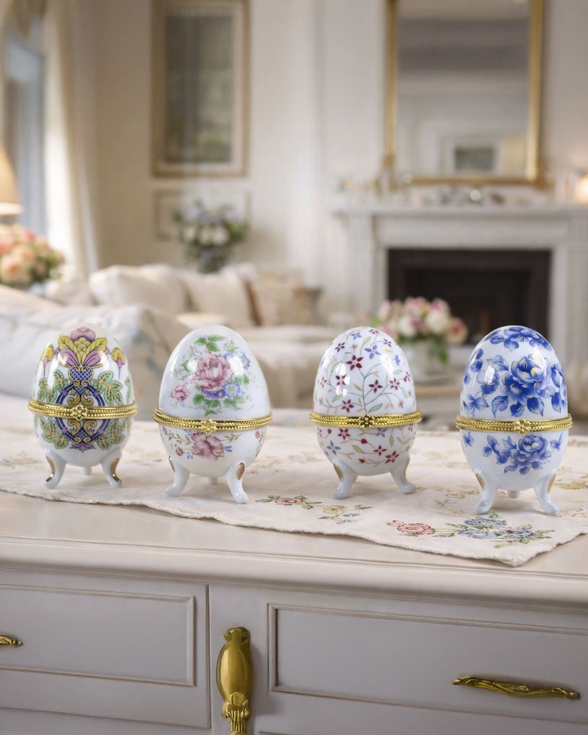 Porcelain Decorative Egg Set - Country Collection