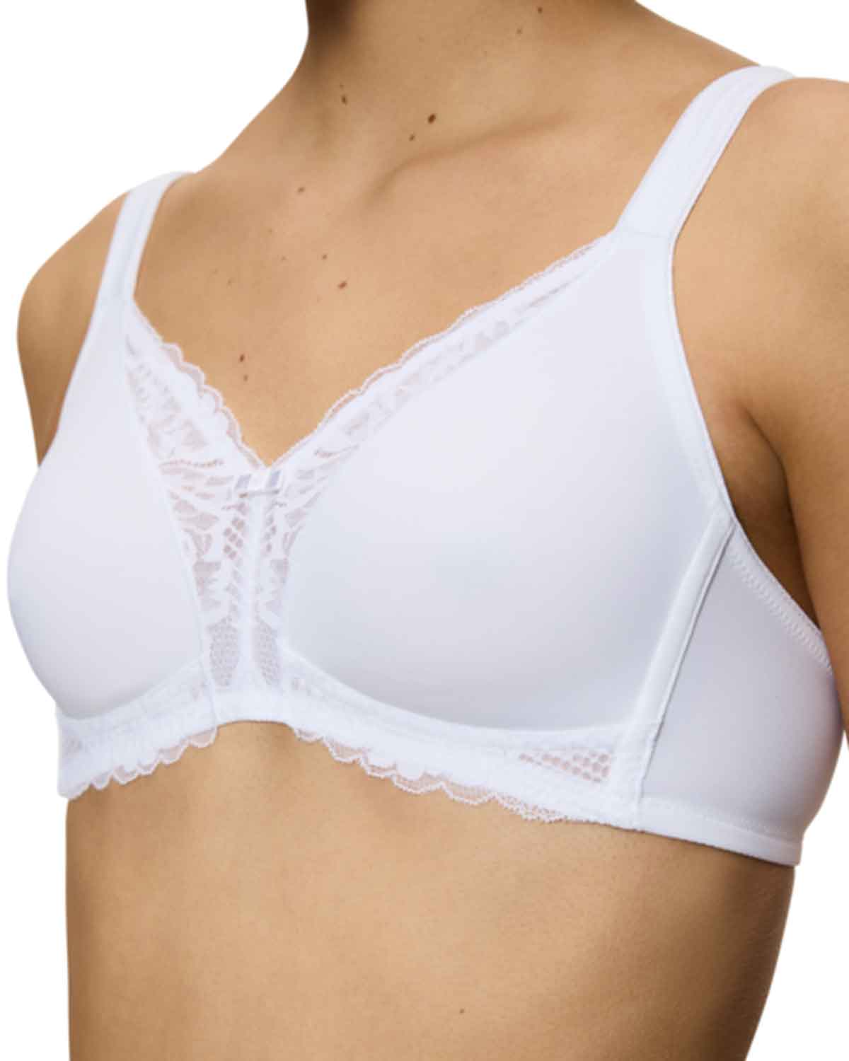 Triumph Modern Non Wired Lace+Cotton Bra - White
