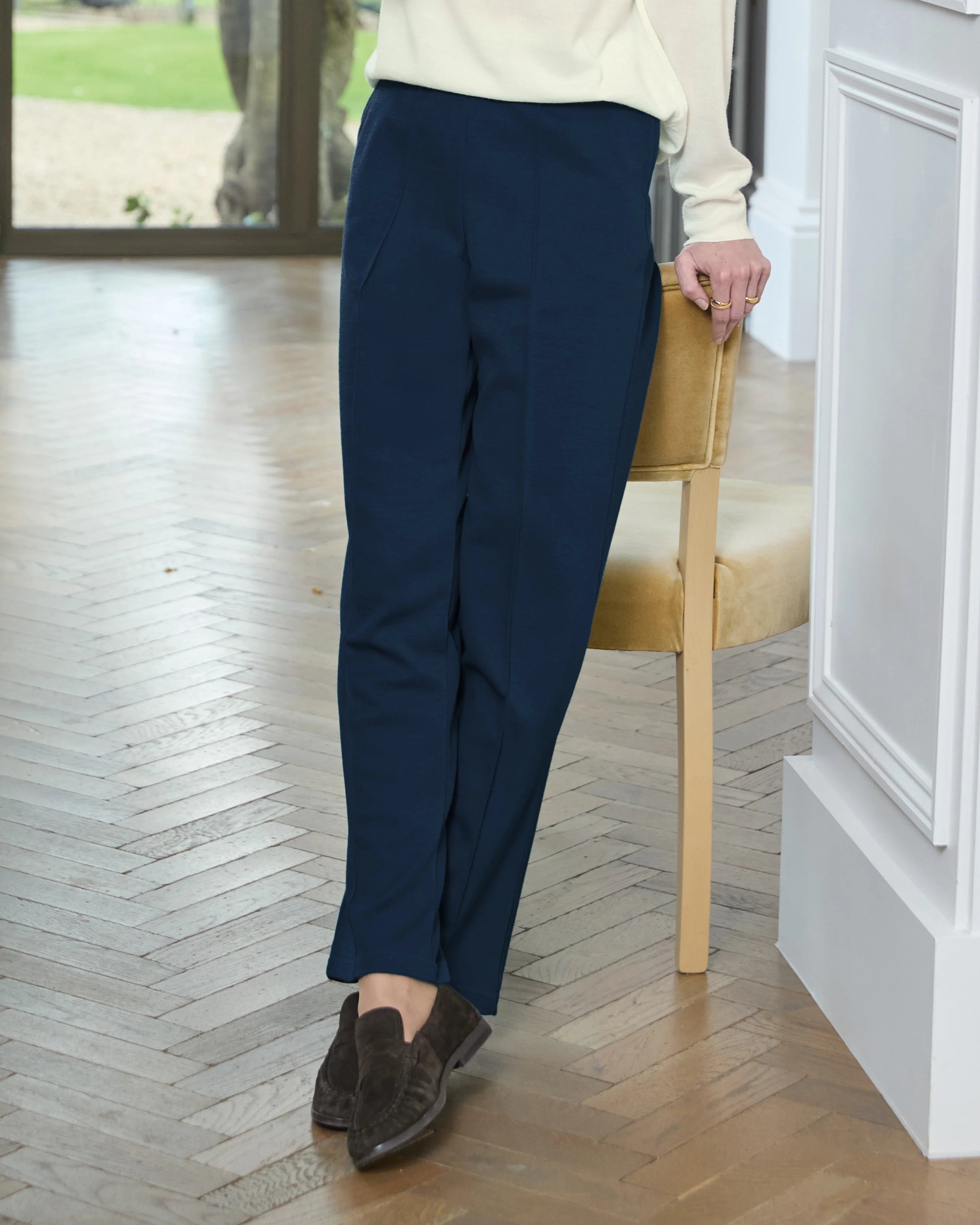 Ladies’ Isla Wool Blend Pull-On Trousers – Navy