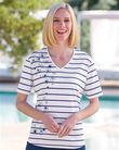 Floral Placement Print Striped T-Shirt