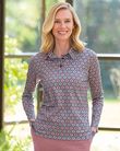 Darcie Patterned Cotton Long Sleeved Polo Top