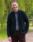 Grayson Navy Lambswool Zip Cardigan Mens