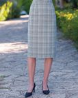 Torquay Wool Blend Checked Straight Skirt