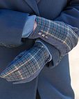 Avery Touch Screen Checked Ladies Gloves - Navy