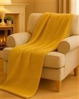 Cotton Rich Woven Throw - Mustard