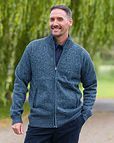 Hamilton Zip Up Fleece Lined Navy Marl Cardigan