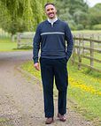 Newbury Long Sleeved Knitted Blue Polo