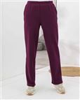 Ladies Cotton Mix Claret Pull On Leisure Trousers