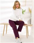 Ladies Cotton Mix Claret Pull On Leisure Trousers