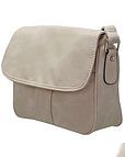Nola Half Flap Soft Faux Leather Handbag - Cream