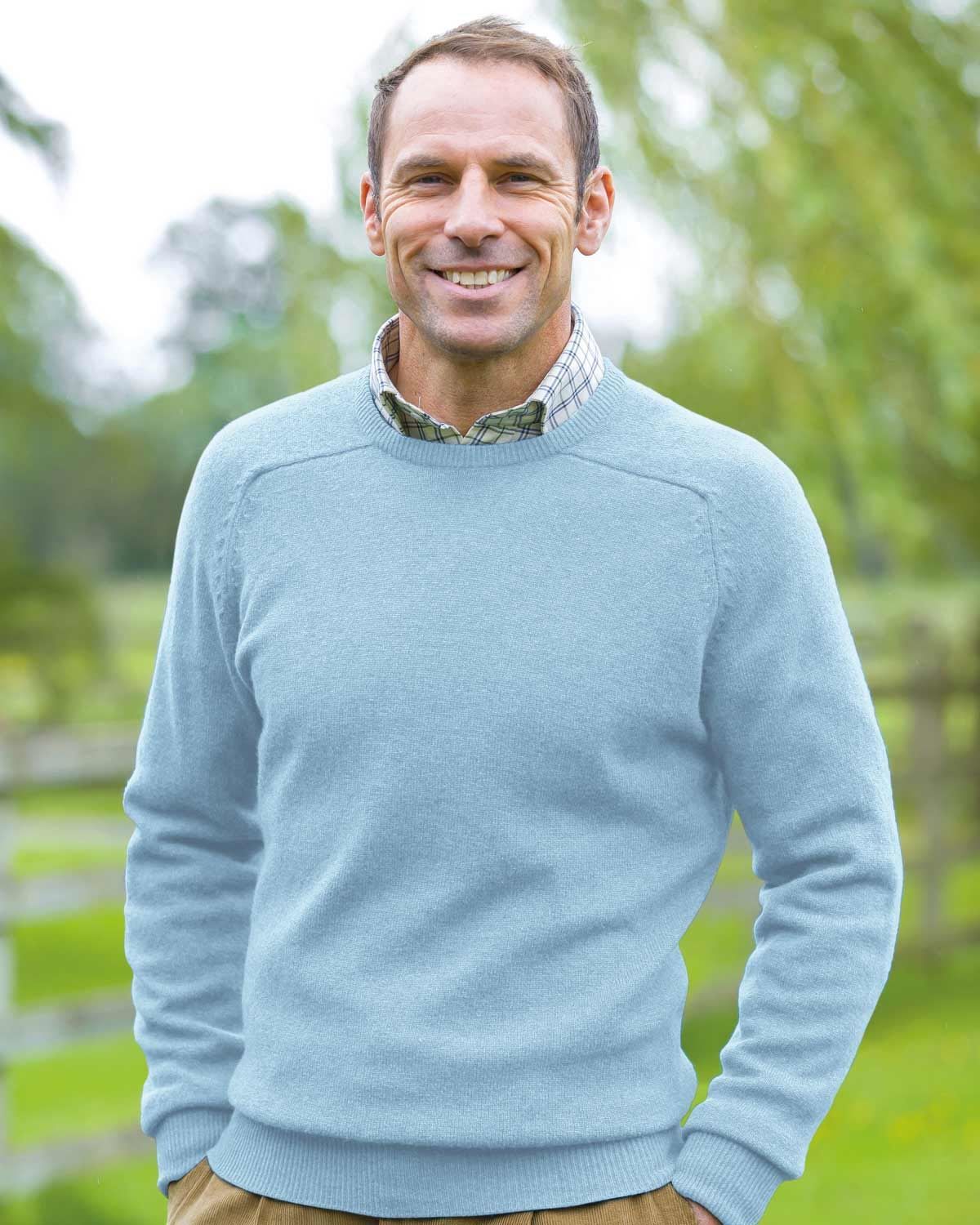 mens blue crew neck sweater