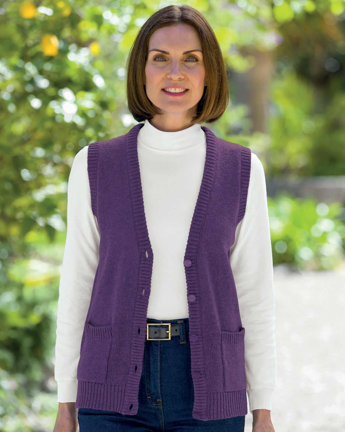 Shetland Purple Waistcoat | Classic Ladies Knitwear