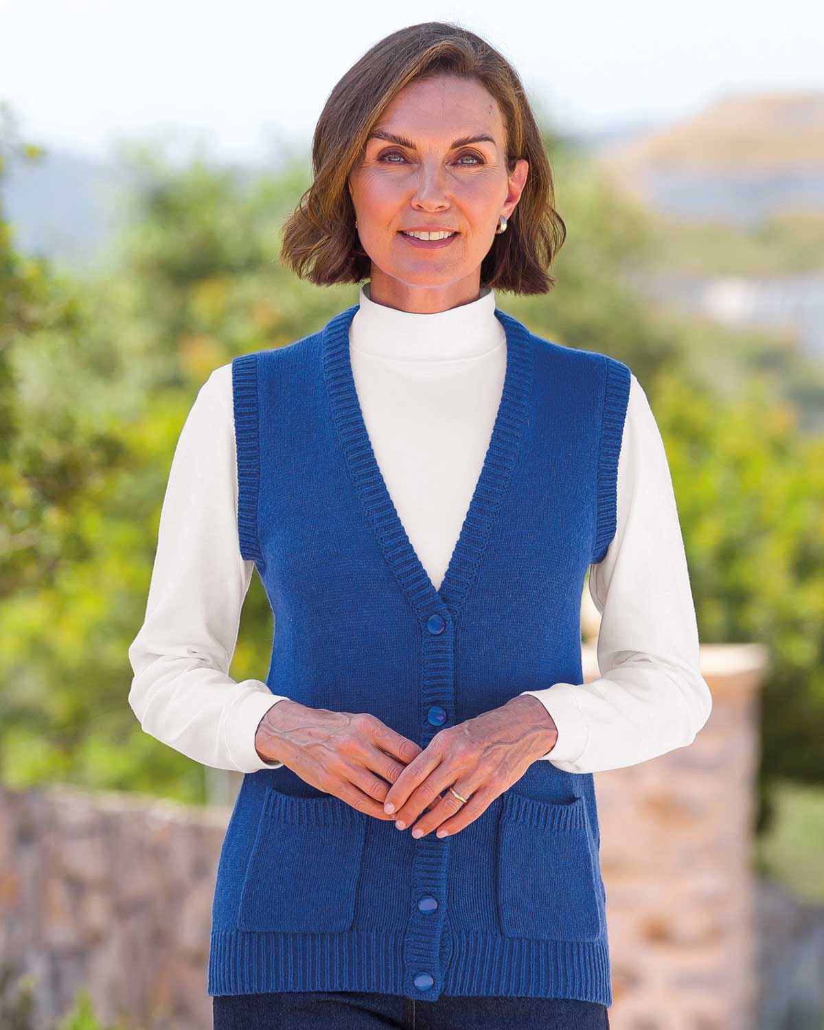 Ladies Blue Shetland Wool Waistcoat | Country Collection