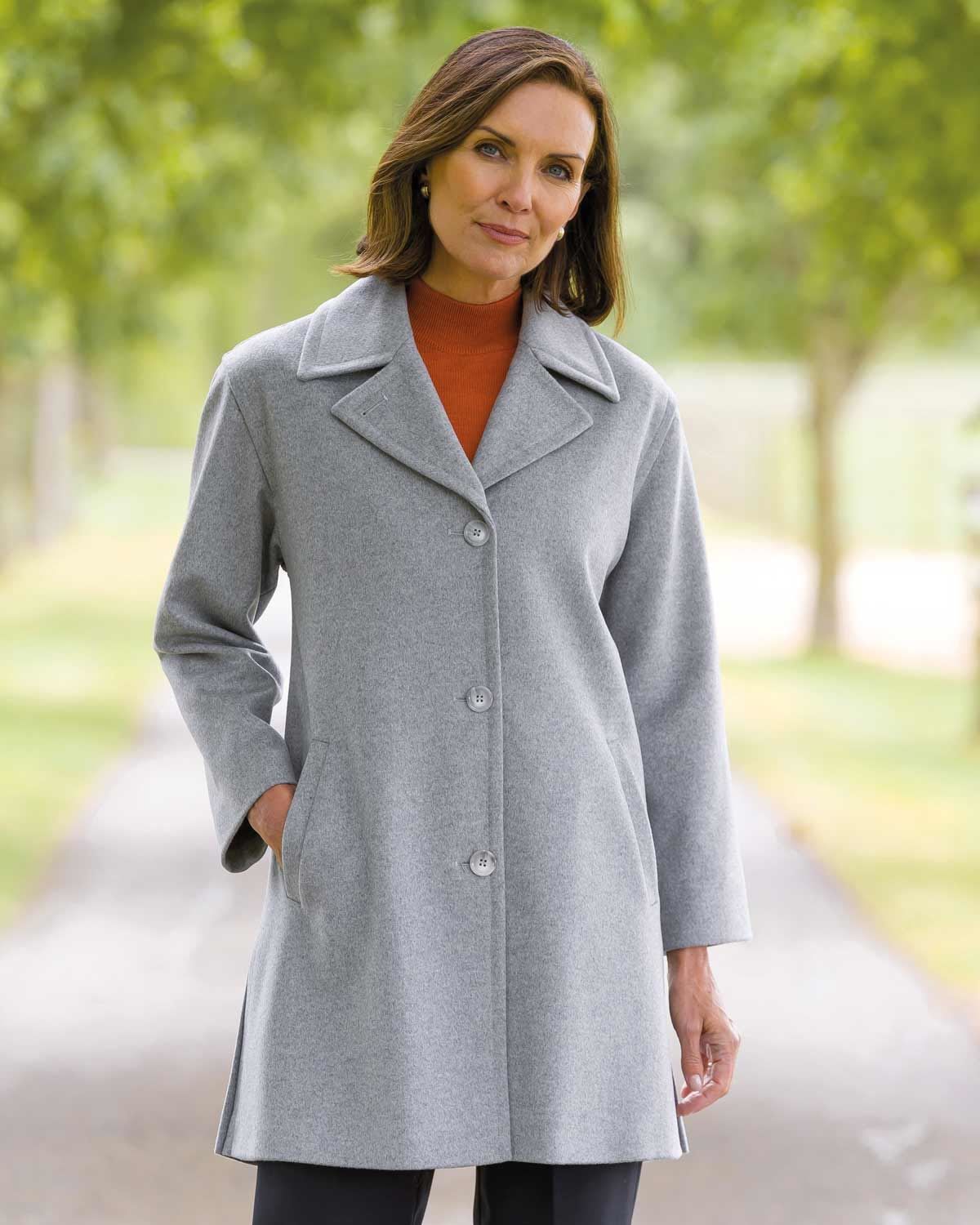 Ladies Grey Buckland Coat, fully lined three quarter length style