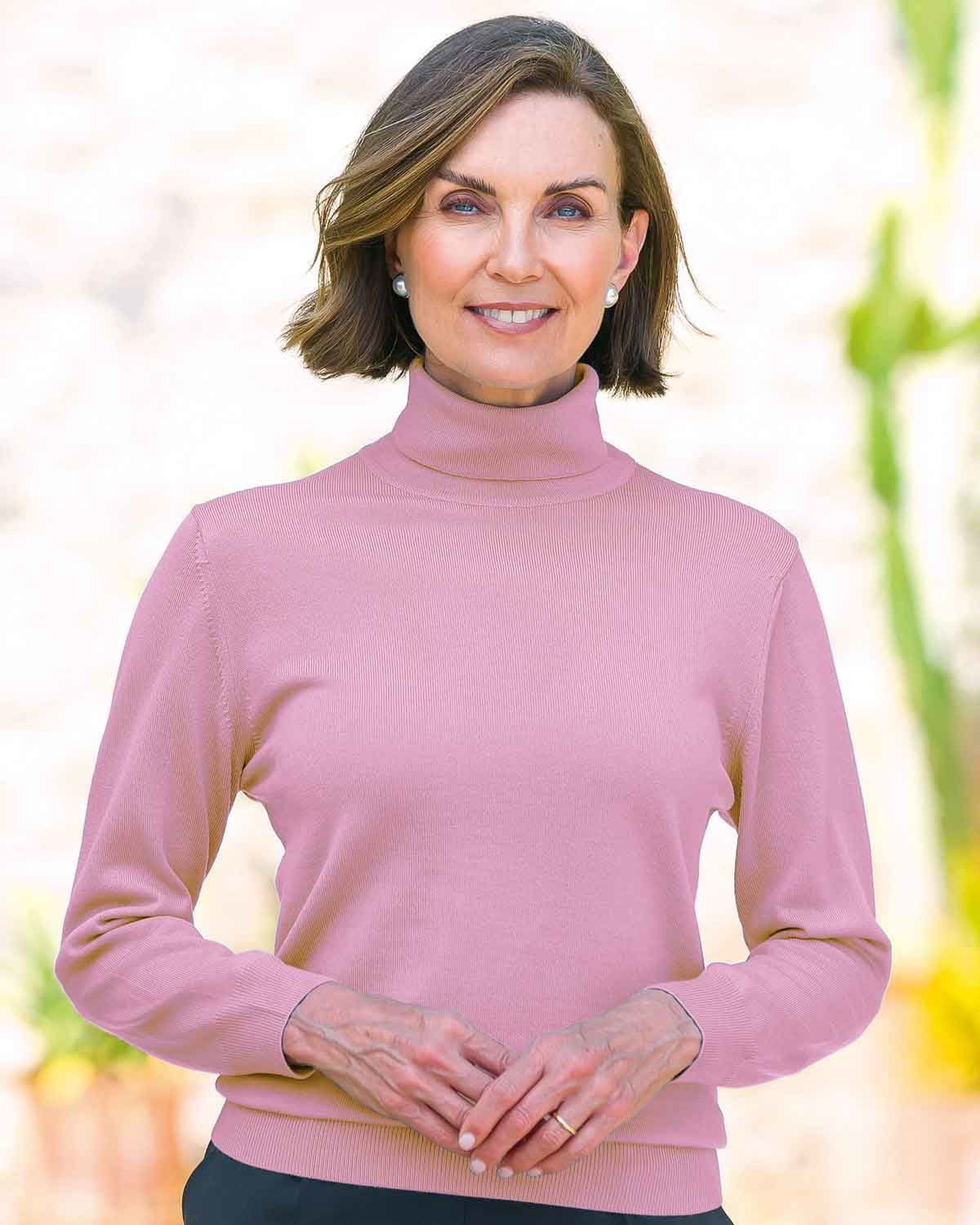 ladies merino wool polo neck jumpers