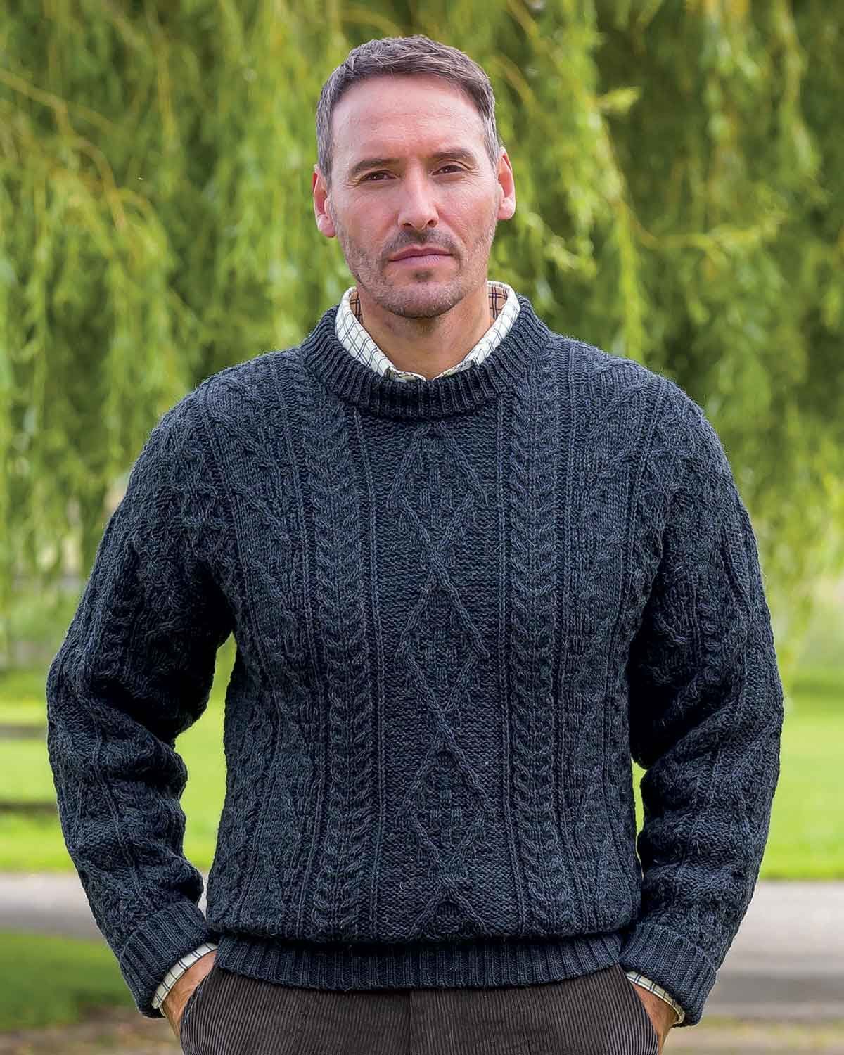Mens Indigo Soft Aran Sweater from Country Collection.