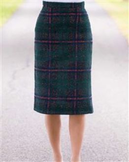 Melksham Wool Mix Checked Straight Skirt